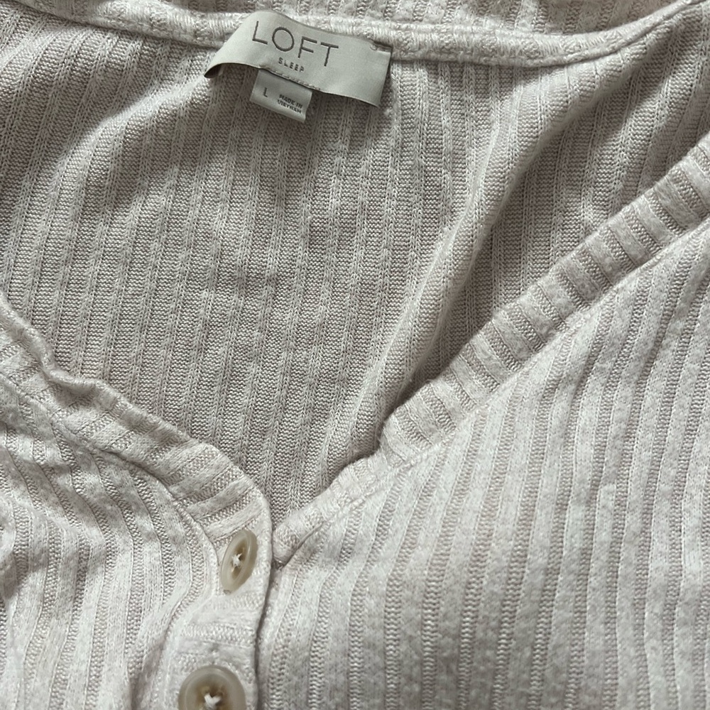 LOFT Cream Ribbed Sleepwear Set - Picture 3 of 3